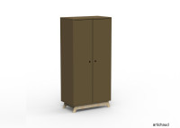 ARMOIRE 2 PORTES AVEC PENDERIE ET 6 ETAGERES - 26 COLORIS ET PIEDS EN BOULEAU - MADAVIN PAR MATHY BY BOLS