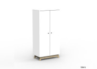 ARMOIRE 2 PORTES AVEC PENDERIE ET 6 ETAGERES - 26 COLORIS ET PIEDS EN BOULEAU - MADAVIN PAR MATHY BY BOLS