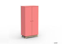 ARMOIRE 2 PORTES AVEC PENDERIE ET 6 ETAGERES - 26 COLORIS ET PIEDS EN BOULEAU - MADAVIN PAR MATHY BY BOLS