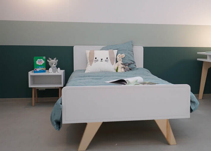 TABLE DE CHEVET DESIGN EN MDF 26 COLORIS ET PIEDS EN BOIS DE BOULEAU - MADAVIN PAR MATHY BY BOLS