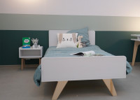 TABLE DE CHEVET DESIGN EN MDF 26 COLORIS ET PIEDS EN BOIS DE BOULEAU - MADAVIN PAR MATHY BY BOLS