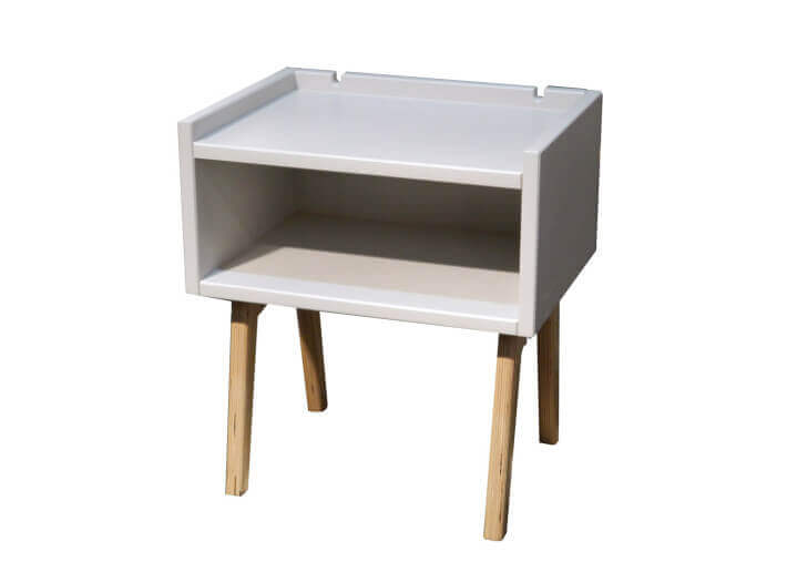 TABLE DE CHEVET DESIGN EN MDF 26 COLORIS ET PIEDS EN BOIS DE BOULEAU - MADAVIN PAR MATHY BY BOLS