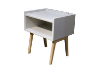 TABLE DE CHEVET DESIGN EN MDF 26 COLORIS ET PIEDS EN BOIS DE BOULEAU - MADAVIN PAR MATHY BY BOLS