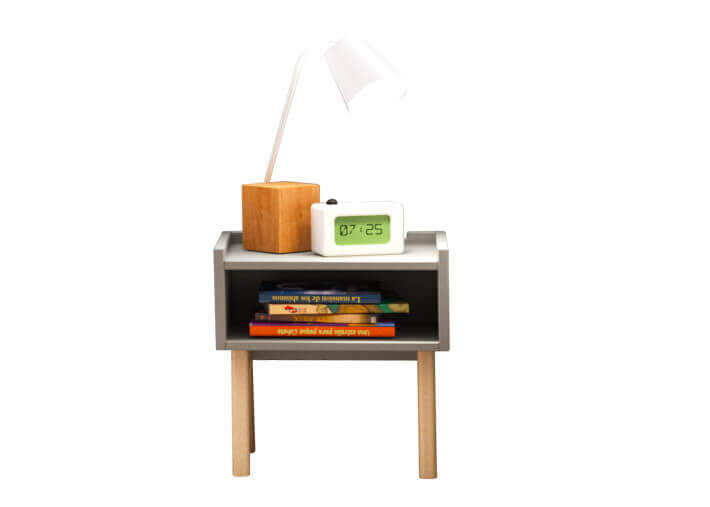 TABLE DE CHEVET DESIGN EN MDF 26 COLORIS ET PIEDS EN BOIS DE BOULEAU - MADAVIN PAR MATHY BY BOLS
