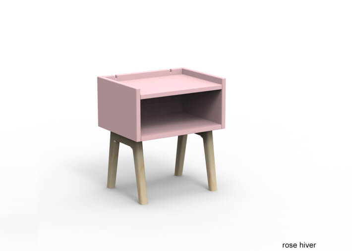 TABLE DE CHEVET DESIGN EN MDF 26 COLORIS ET PIEDS EN BOIS DE BOULEAU - MADAVIN PAR MATHY BY BOLS