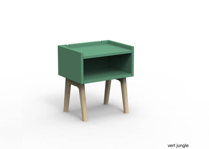 TABLE DE CHEVET DESIGN EN MDF 26 COLORIS ET PIEDS EN BOIS DE BOULEAU - MADAVIN PAR MATHY BY BOLS