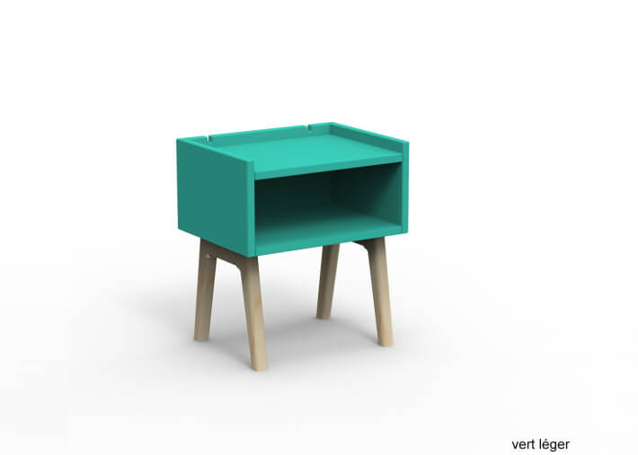 TABLE DE CHEVET DESIGN EN MDF 26 COLORIS ET PIEDS EN BOIS DE BOULEAU - MADAVIN PAR MATHY BY BOLS