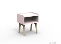 TABLE DE CHEVET DESIGN EN MDF 26 COLORIS ET PIEDS EN BOIS DE BOULEAU - MADAVIN PAR MATHY BY BOLS