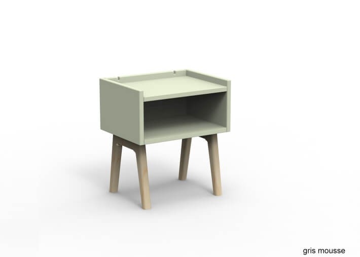 TABLE DE CHEVET DESIGN EN MDF 26 COLORIS ET PIEDS EN BOIS DE BOULEAU - MADAVIN PAR MATHY BY BOLS