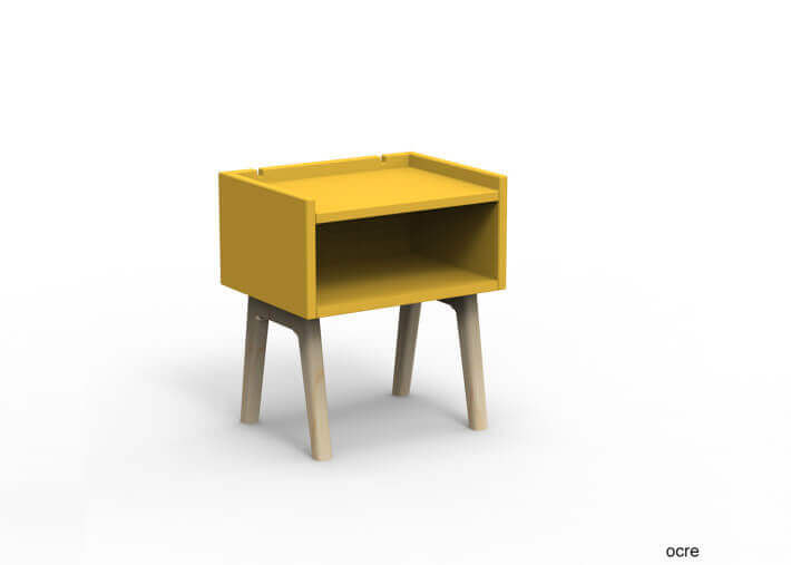 TABLE DE CHEVET DESIGN EN MDF 26 COLORIS ET PIEDS EN BOIS DE BOULEAU - MADAVIN PAR MATHY BY BOLS