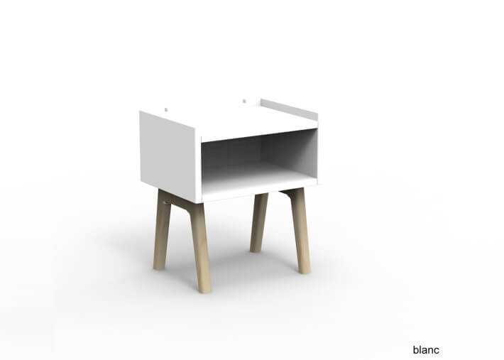 TABLE DE CHEVET DESIGN EN MDF 26 COLORIS ET PIEDS EN BOIS DE BOULEAU - MADAVIN PAR MATHY BY BOLS
