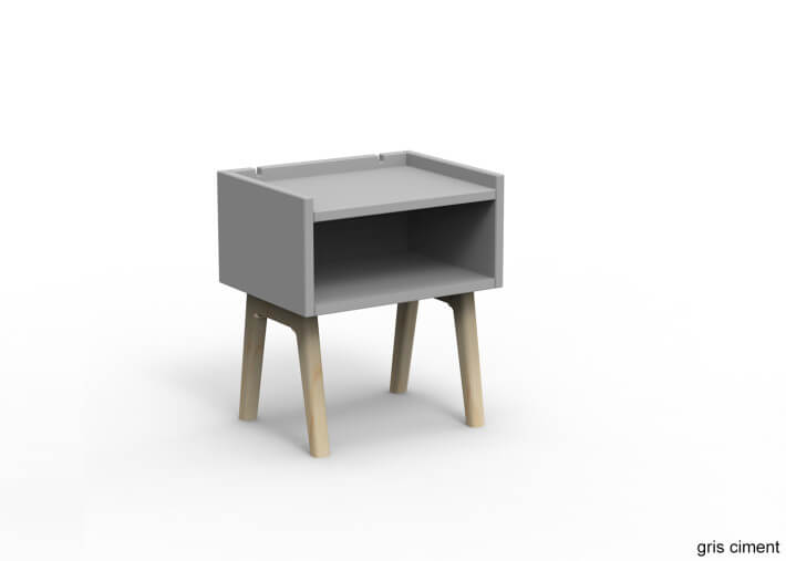 TABLE DE CHEVET DESIGN EN MDF 26 COLORIS ET PIEDS EN BOIS DE BOULEAU - MADAVIN PAR MATHY BY BOLS