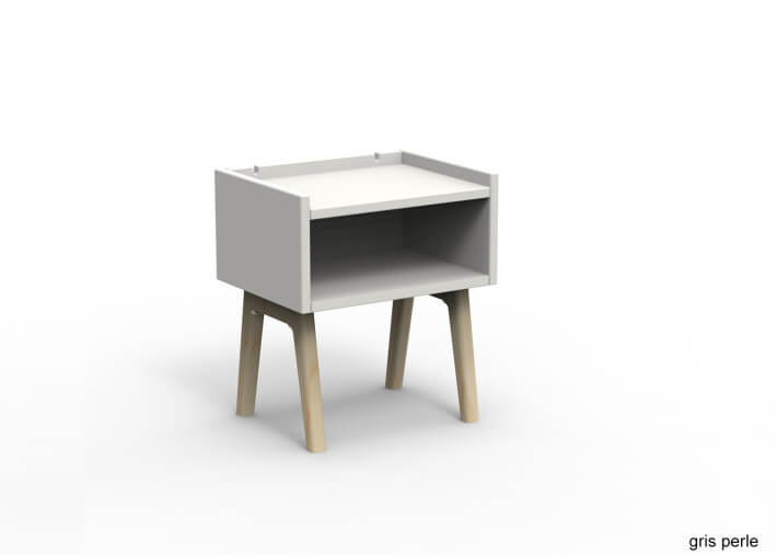 TABLE DE CHEVET DESIGN EN MDF 26 COLORIS ET PIEDS EN BOIS DE BOULEAU - MADAVIN PAR MATHY BY BOLS