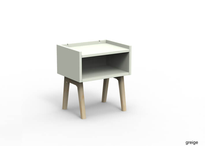 TABLE DE CHEVET DESIGN EN MDF 26 COLORIS ET PIEDS EN BOIS DE BOULEAU - MADAVIN PAR MATHY BY BOLS