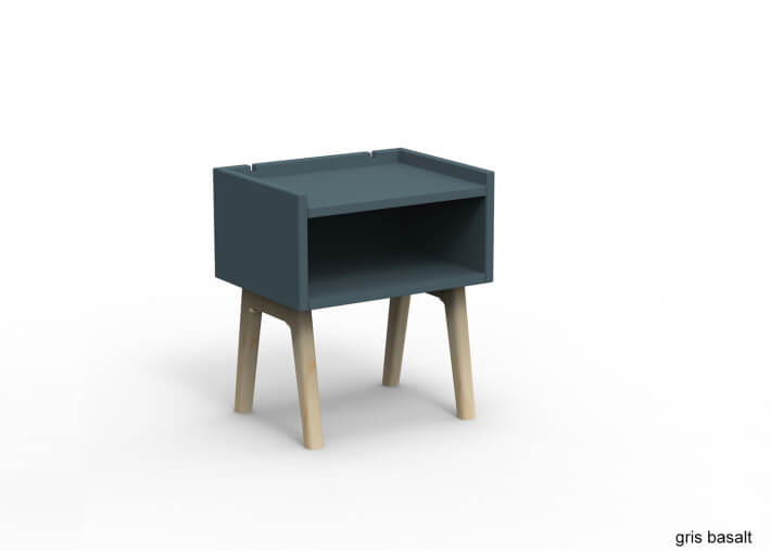 TABLE DE CHEVET DESIGN EN MDF 26 COLORIS ET PIEDS EN BOIS DE BOULEAU - MADAVIN PAR MATHY BY BOLS