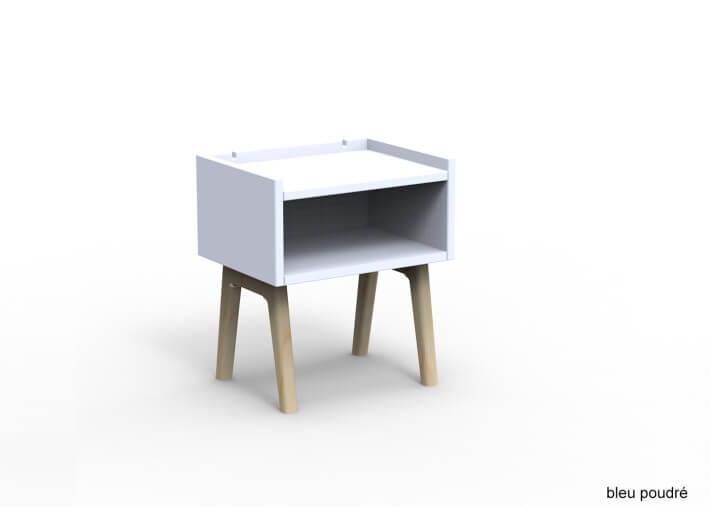 TABLE DE CHEVET DESIGN EN MDF 26 COLORIS ET PIEDS EN BOIS DE BOULEAU - MADAVIN PAR MATHY BY BOLS