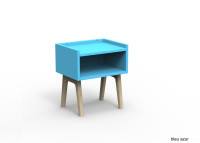 TABLE DE CHEVET DESIGN EN MDF 26 COLORIS ET PIEDS EN BOIS DE BOULEAU - MADAVIN PAR MATHY BY BOLS