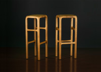 TABOURET DE BAR ORIGINAL EN BOIS DE CHENE OU NOYER - 5 HAUTEURS - FLUX PAR SZYSZKA DESIGN