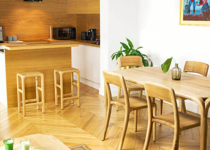 TABOURET DE BAR ORIGINAL EN BOIS DE CHENE OU NOYER - 5 HAUTEURS - FLUX PAR SZYSZKA DESIGN