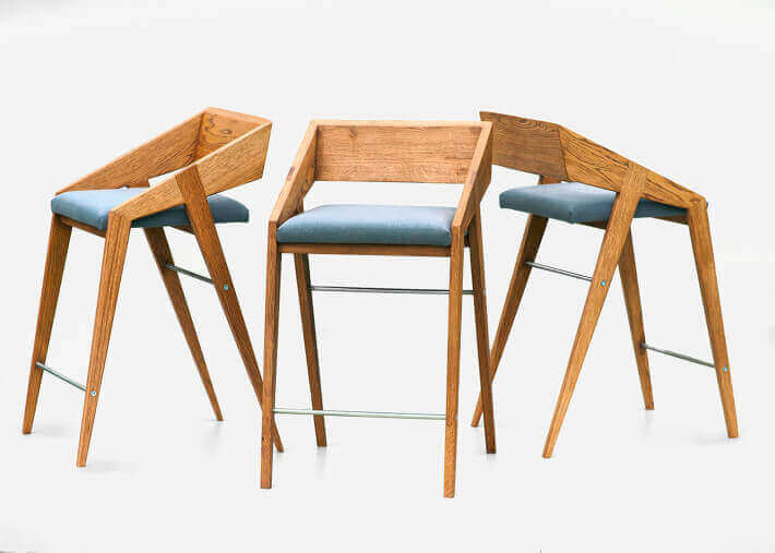 CHAISE HAUTE - CHAISE DE BAR EN BOIS ET TEXTILE COLORE - PIKO PAR SZYSZKA DESIGN