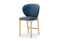 CHAISE DE TABLE EN CHENE FRENE OU NOYER ET TEXTILE COLORE - HOYA PAR SZYSZKA DESIGN