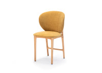 CHAISE DE TABLE EN CHENE FRENE OU NOYER ET TEXTILE COLORE - HOYA PAR SZYSZKA DESIGN