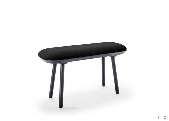 BANC EN FRENE ET TISSU KVADRAT TERRACOTTA JAUNE GRIS OU NOIR - L 100 OU 140 - NAIVE PAR EMKO