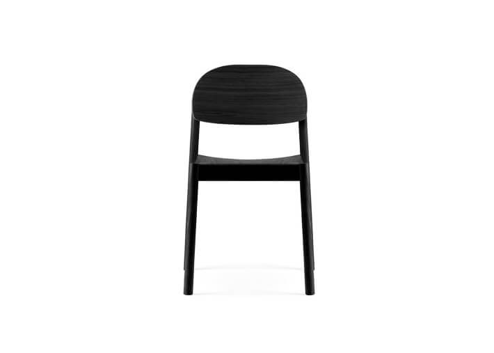 CHAISE DE TABLE EN BOIS DE CHENE NATUREL OU LAQUE NOIR - DOSSIER OVALE - CITIZEN PAR EMKO