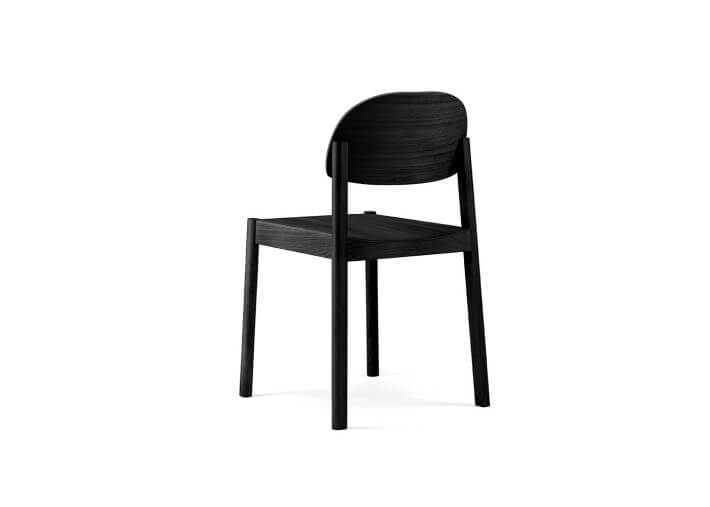 CHAISE DE TABLE EN BOIS DE CHENE NATUREL OU LAQUE NOIR - DOSSIER OVALE - CITIZEN PAR EMKO