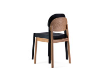 CHAISE DE TABLE EN BOIS DE CHENE NATUREL OU LAQUE NOIR - DOSSIER OVALE - CITIZEN PAR EMKO