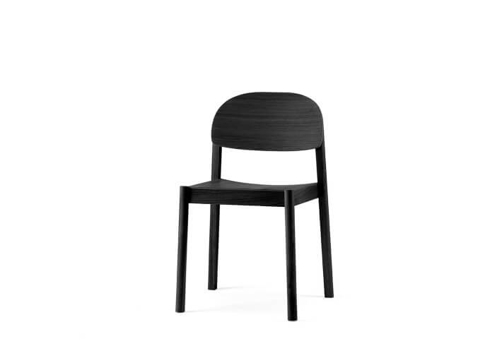 CHAISE DE TABLE EN BOIS DE CHENE NATUREL OU LAQUE NOIR - DOSSIER OVALE - CITIZEN PAR EMKO