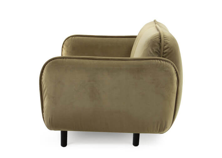 CANAPE 2 OU 3 PLACES AVEC ACCOUDOIRS EN VELOURS AVELINA BEIGE VERT BLEU GRIS OU BORDEAUX - BEAN PAR EMKO