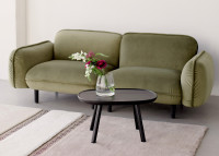 CANAPE 2 OU 3 PLACES AVEC ACCOUDOIRS EN VELOURS AVELINA BEIGE VERT BLEU GRIS OU BORDEAUX - BEAN PAR EMKO