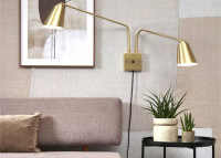 APPLIQUE MURALE EN METAL DORE OU NOIR AVEC 2 ABAT-JOUR ORIENTABLES - BREMEN PAR IT'S ABOUT ROMI