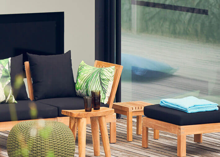TABLE DE SALON DE JARDIN EN TECK 65x65X25 - KORFU LOUNGE PAR JANKURTZ