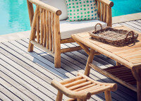 TABLE BASSE DE JARDIN EN TECK MASSIF  PIECE UNIQUE - 120x65X45 - FRED PAR JANKURTZ
