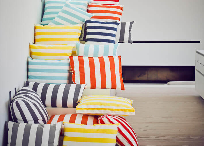 COUSSINS DE JARDIN EN POLYACRYLIQUE A RAYURES 8 COLORIS A CHOIX 48x48 60x40 ou 60x60 - SOMNIA RAYURES PAR JANKURTZ