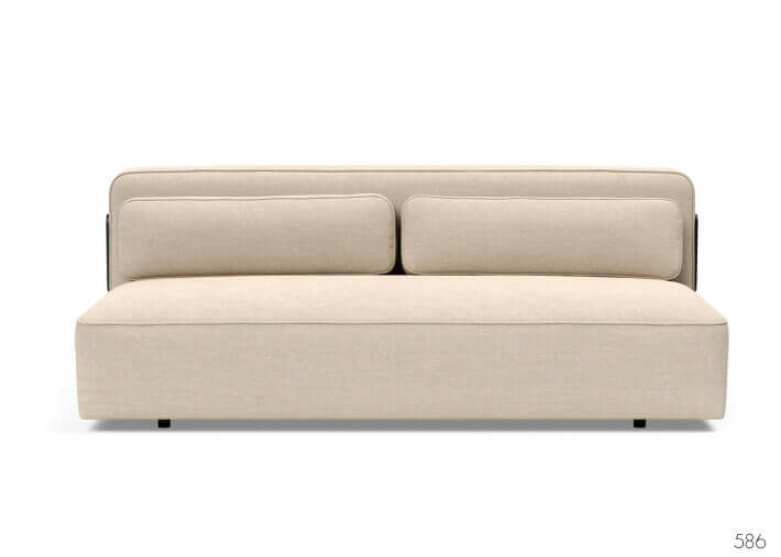 CANAPE LIT EPAIS ET CONFORTABLE BLEU OU GRIS AVEC PIEDS EN METAL CHROME SUPREMAX PAR INNOVATION LIVING