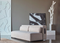 CANAPE LIT EPAIS ET CONFORTABLE BLEU OU GRIS AVEC PIEDS EN METAL CHROME SUPREMAX PAR INNOVATION LIVING