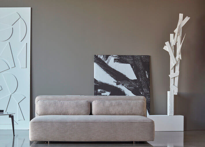 CANAPE LIT EPAIS ET CONFORTABLE BLEU OU GRIS AVEC PIEDS EN METAL CHROME SUPREMAX PAR INNOVATION LIVING