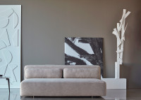 CANAPE LIT EPAIS ET CONFORTABLE BLEU OU GRIS AVEC PIEDS EN METAL CHROME SUPREMAX PAR INNOVATION LIVING