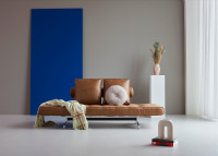 CANAPE DESIGN CONVERTIBLE EN LIT 80x210 EN TEXTILE OU SIMILI CUIR ET PIEDS CHROMES GHIA CHROME - INNOVATION LIVING