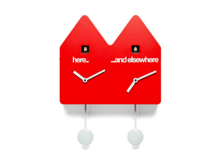 HORLOGE MURALE A COUCOU - NOIR BLANC ROUGE OU VERT - DOUBLE Q PROGETTI