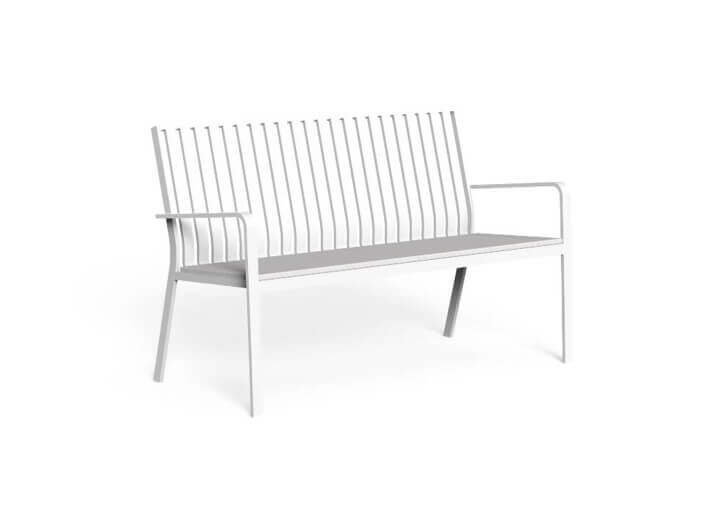 BANC DE JARDIN EN ALUMINIUM ET TEXTILENE BLANC OU TAUPE - LADY PAR TALENTI