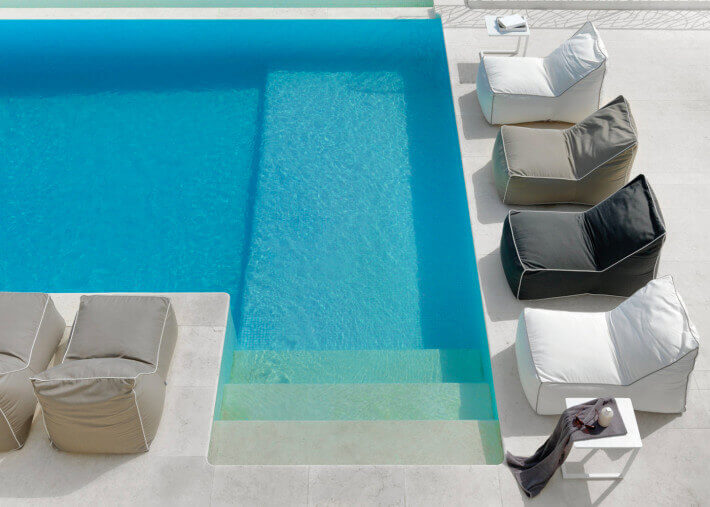 FAUTEUIL DE JARDIN CONFORTABLE ET MOELLEUX BLANC GRIS TAUPE OU BLEU - SACCO PAR TALENTI