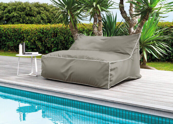 FAUTEUIL BEAN BAG DOUBLE TRES CONFORTABLE EN TISSU  BLANC GRIS TAUPE OU BLEU - SACCO PAR TALENTI