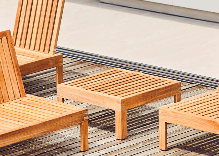 TABLE DE SALON DE JARDIN EN TECK 65x65X25 - KORFU LOUNGE PAR JANKURTZ