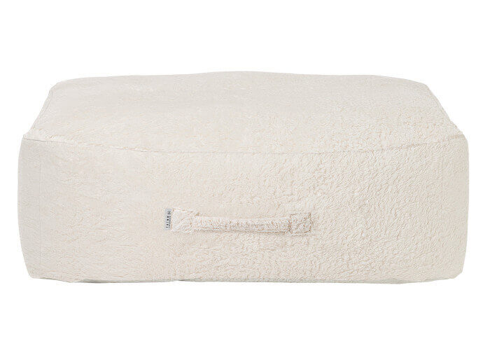 POUF CONFORTABLE D'INTERIEUR EN COTON BIO DOUX EFFET PELUCHE ECRUE ET BILLES EPS - ARM-STRONG TEDDY - TRIMM COPENHAGEN