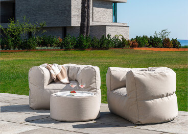 ENSEMBLE DE JARDIN SPECIAL TERRASSE OU BALCON - BEIGE GRIS TAUPE OU GRAPHITE - CONVERSATION SET PAR TRIMM COPENHAGEN 2