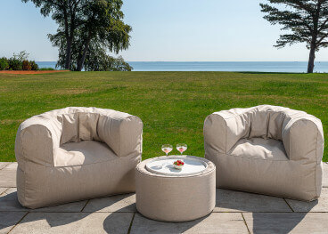 ENSEMBLE DE JARDIN SPECIAL TERRASSE OU BALCON - BEIGE GRIS TAUPE OU GRAPHITE - CONVERSATION SET PAR TRIMM COPENHAGEN